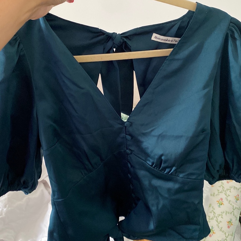 Puff sleeve open back Abercrombie silk top